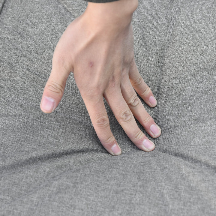 6pc L-Shape Aluminum PE Rattan Wicker Conversation Patio Set w/ Cushions, Footstools - Grey