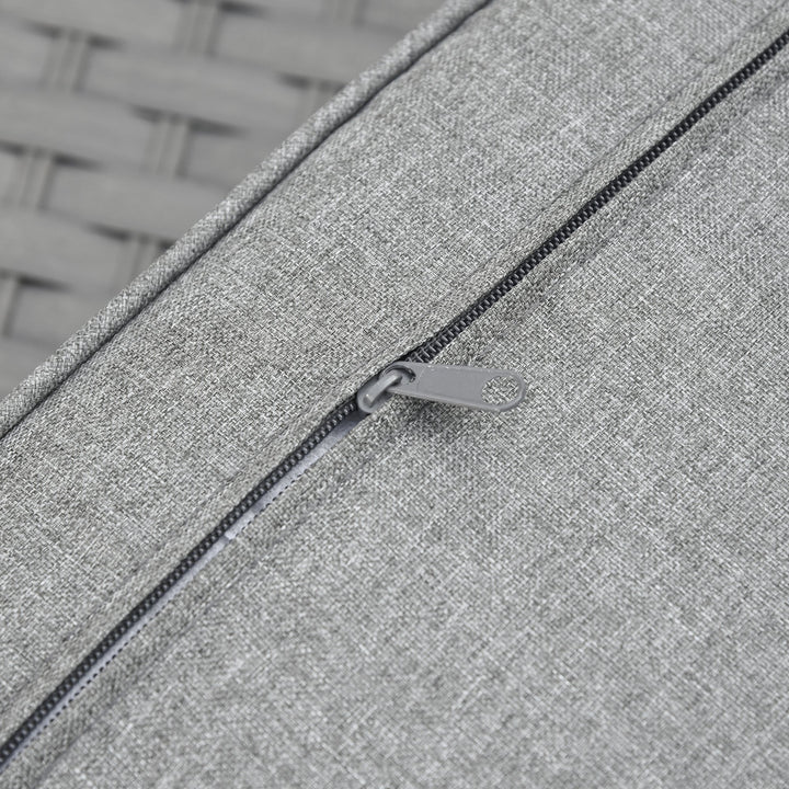 6pc L-Shape Aluminum PE Rattan Wicker Conversation Patio Set w/ Cushions, Footstools - Grey