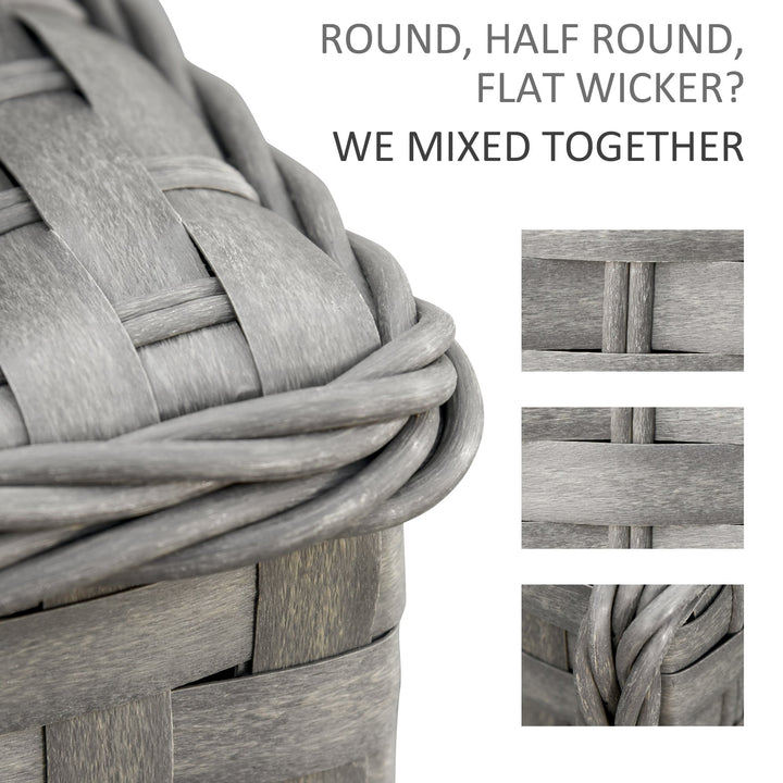 6pc L-Shape Aluminum PE Rattan Wicker Conversation Patio Set w/ Cushions, Footstools - Grey