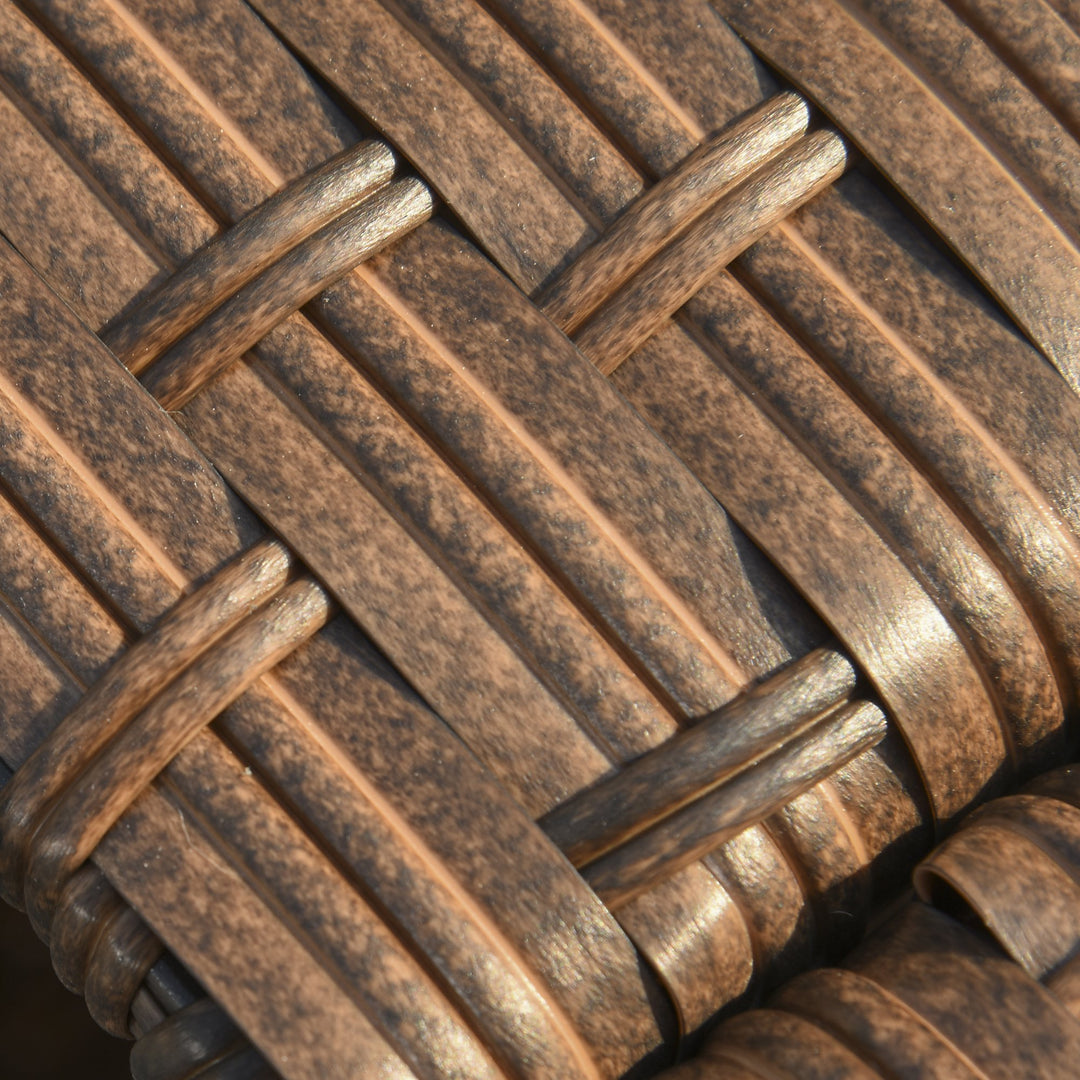 5pc PE Rattan Wicker Conversation Set w/ Armchairs, Cushions, Footstools Patio - Beige, Blue