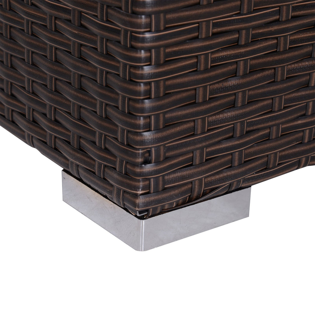 6pc PE Rattan Wicker L-Shape Sectional Conversation Set w/ Cushions Outdoor Patio – Brown Beige