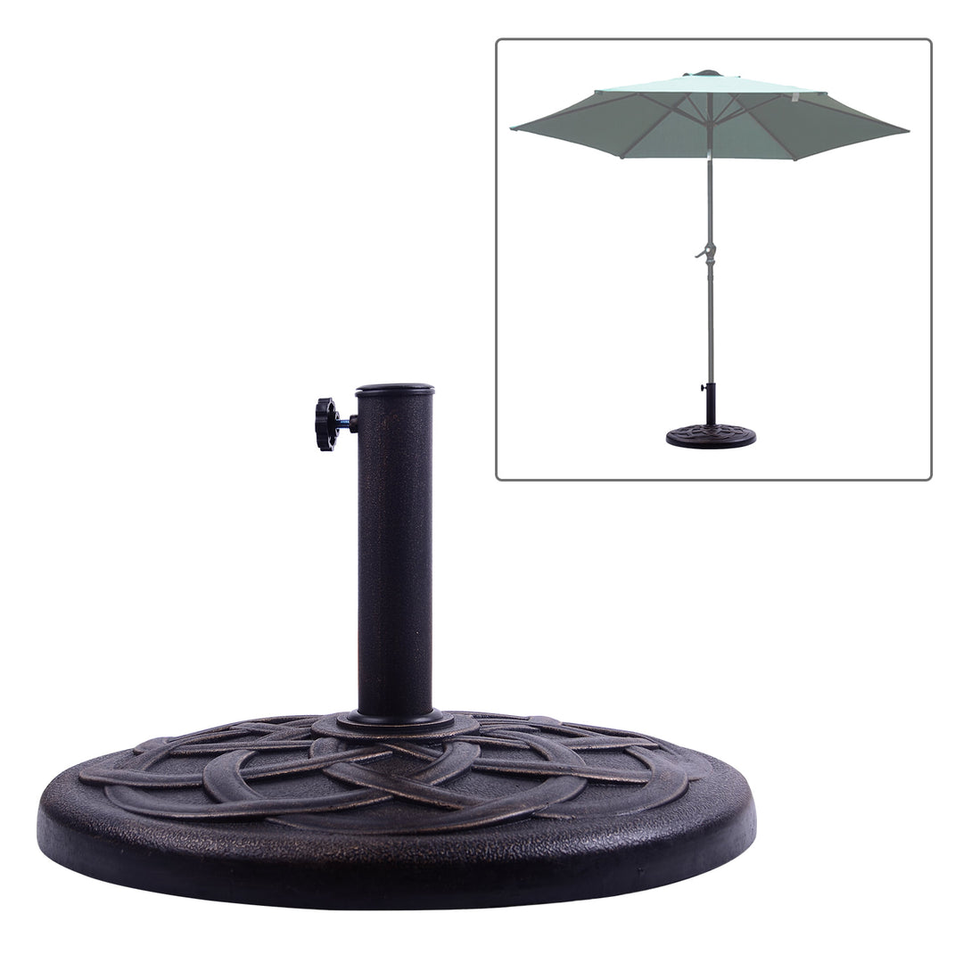 21.5", 44lbs Round Resin Umbrella Base Stand for Φ1.5-Φ1.9" Pole Sun Shade for Patio - Bronze