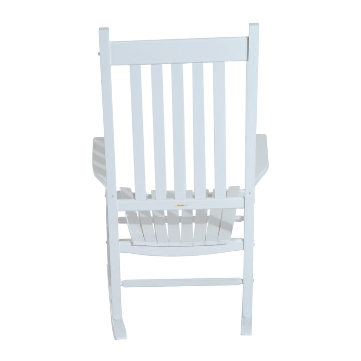 Classic Wood Porch Rocking Chair Lounger for Indoor Outdoor Patio Backyard Garden Deck - White