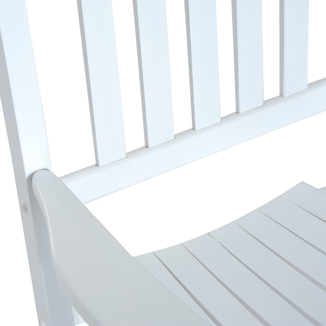 Classic Wood Porch Rocking Chair Lounger for Indoor Outdoor Patio Backyard Garden Deck - White