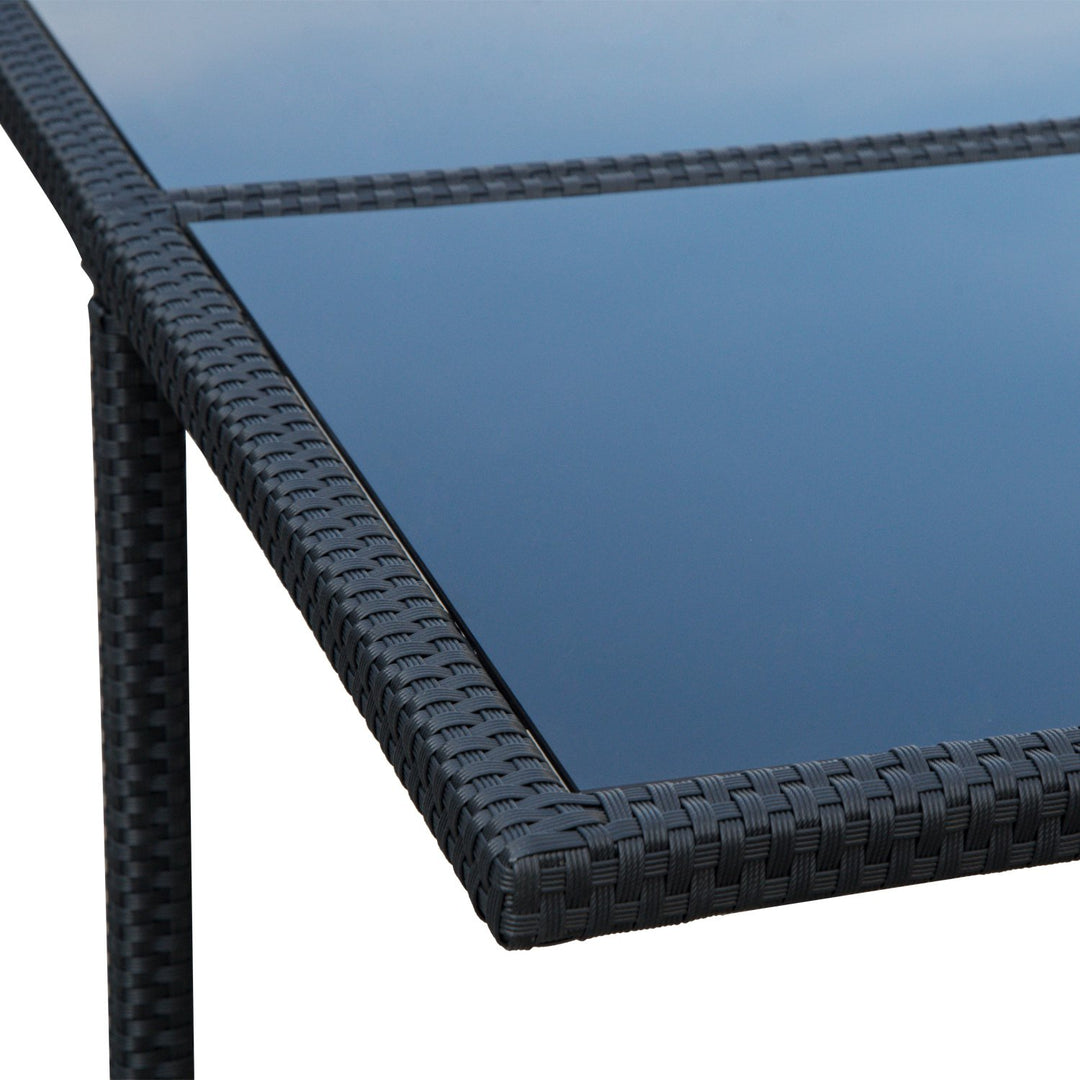 5pc Compact PE Rattan Wicker Dining Table Set w Cushions for Outdoor Patio - Black, Cream White