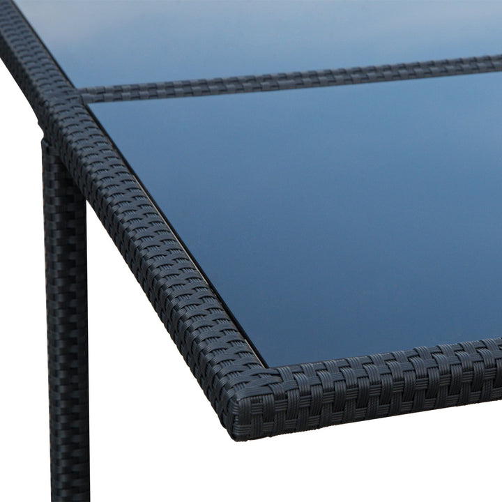 5pc Compact PE Rattan Wicker Dining Table Set w Cushions for Outdoor Patio - Black, Cream White