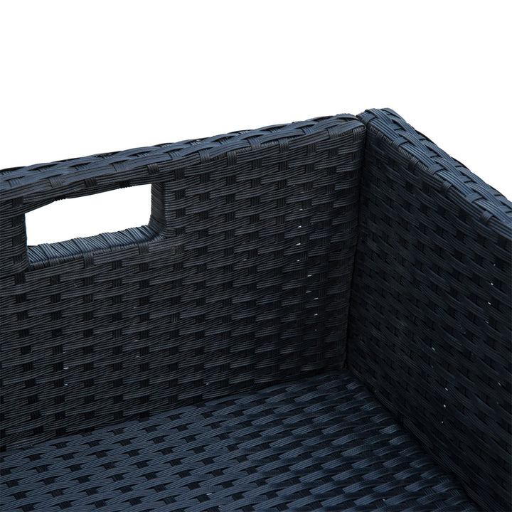 5pc Compact PE Rattan Wicker Dining Table Set w Cushions for Outdoor Patio - Black, Cream White