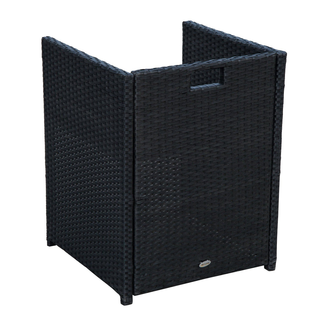 5pc Compact PE Rattan Wicker Dining Table Set w Cushions for Outdoor Patio - Black, Cream White