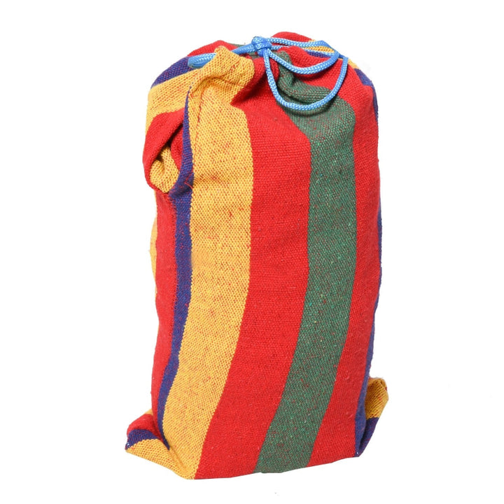 Freestanding Cotton Sling Brazilian Hammock Lounger w Steel Stand, Garden Patio Deck, Rainbow