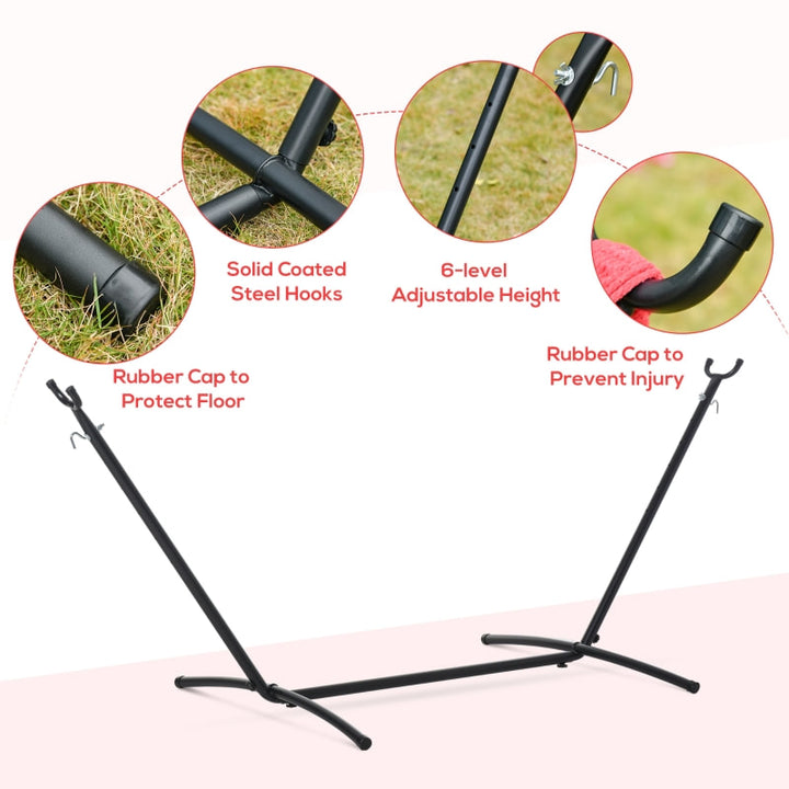 Freestanding Cotton Sling Brazilian Hammock Lounger w Steel Stand, Garden Patio Deck, Rainbow