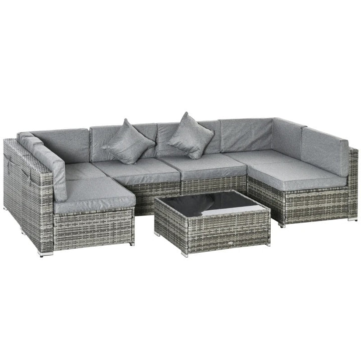 7pc PE Rattan Wicker Sectional Conversation Furniture Set w/ Cushions Outdoor Patio - Grey