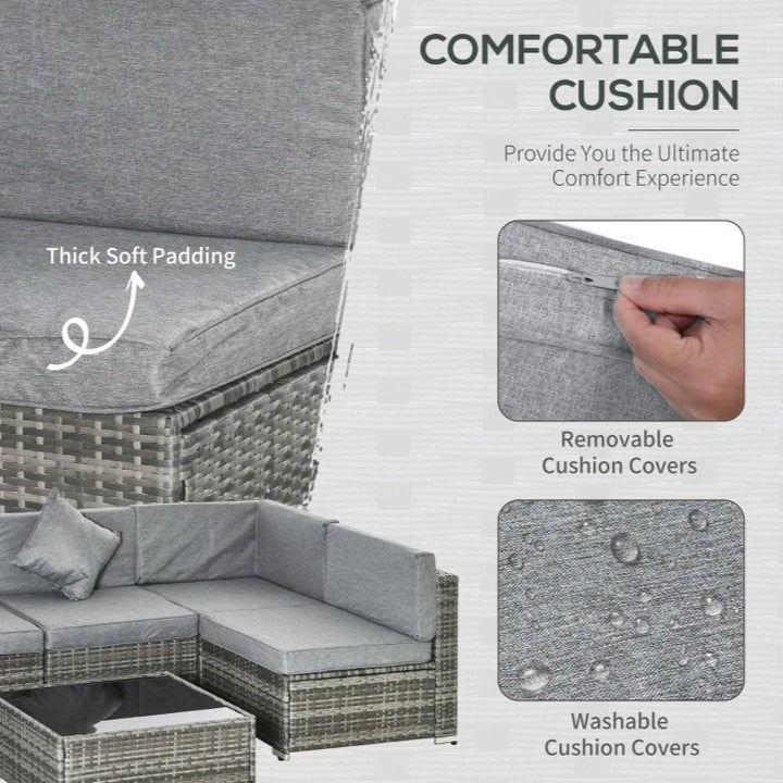 7pc PE Rattan Wicker Sectional Conversation Furniture Set w/ Cushions Outdoor Patio - Grey