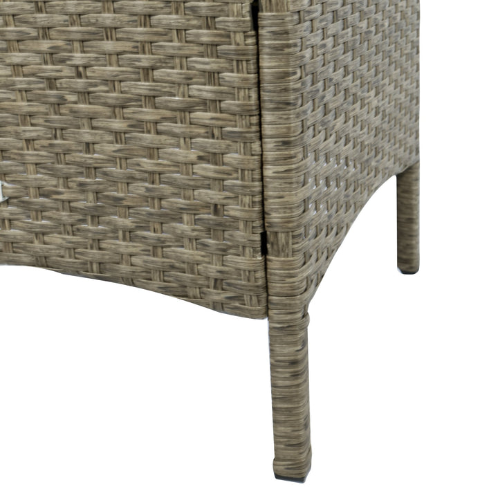 5pc PE Rattan Wicker Conversation Patio Set w Armchairs, Cushions, Footstools, Red, Tan Brown