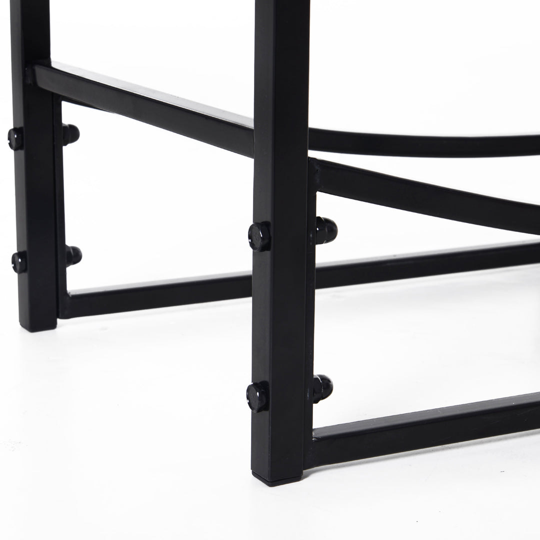 Indoor Outdoor Fire Pit Wood Log Storage Rack w/ Kindling Holder & Tools for Patio Deck - Black