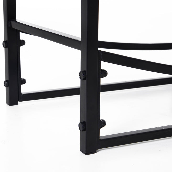 Indoor Outdoor Fire Pit Wood Log Storage Rack w/ Kindling Holder & Tools for Patio Deck - Black