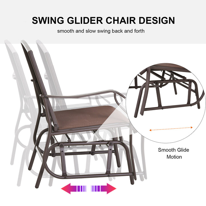 Outdoor Gliding Lounger Set w/ 2 Chairs & Coffee Table for Patio Backyard Garden Deck - Brown