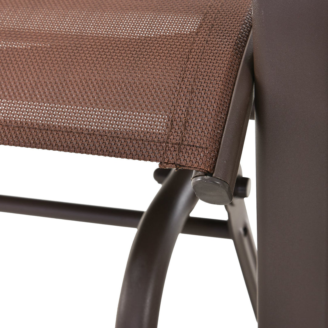 Outdoor Gliding Lounger Set w/ 2 Chairs & Coffee Table for Patio Backyard Garden Deck - Brown