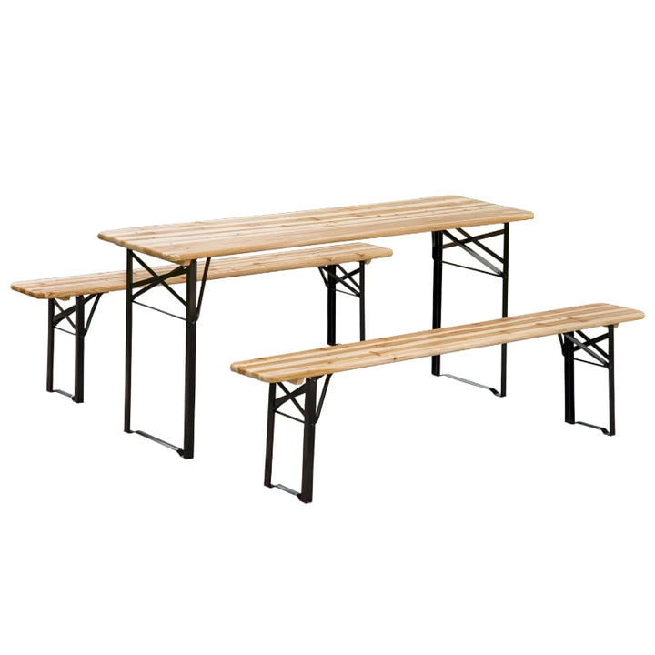 6ft Portable Folding Picnic Table Bench Set, Outdoor Dining Camping Patio Deck BBQ, Fir Wood
