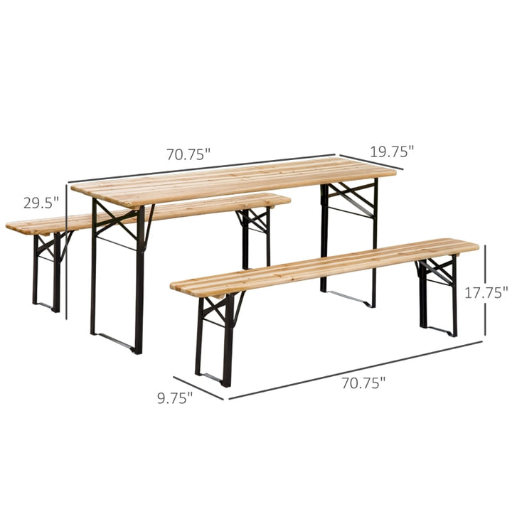 6ft Portable Folding Picnic Table Bench Set, Outdoor Dining Camping Patio Deck BBQ, Fir Wood