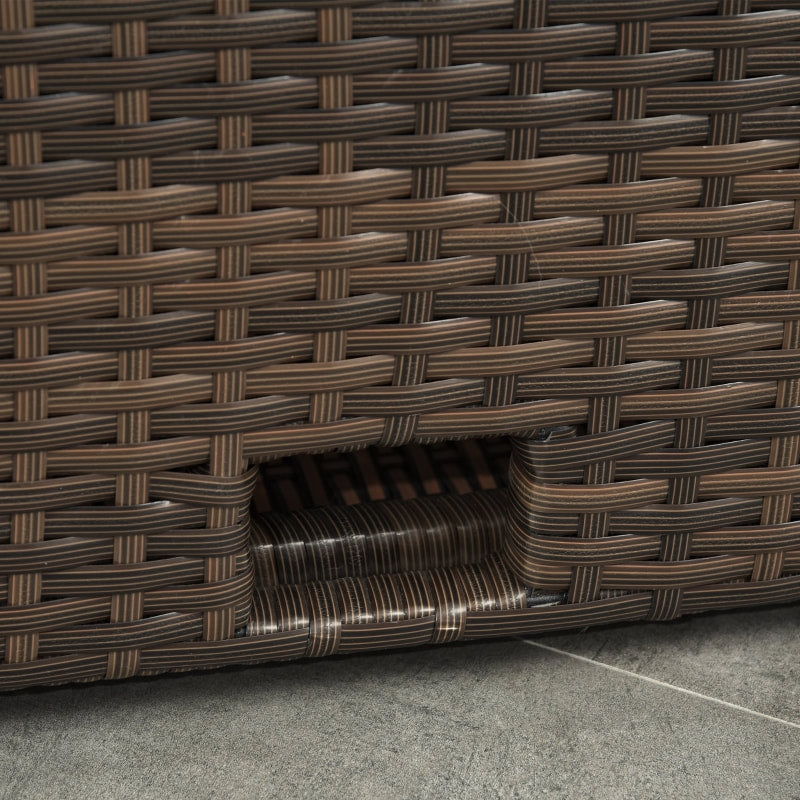 5pc PE Rattan Wicker Reclining Patio Chaise Lounger Seats w Cushion, Footstool, Brown, Dk Grey