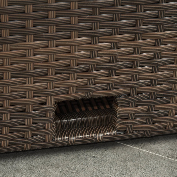 5pc PE Rattan Wicker Reclining Patio Chaise Lounger Seats w Cushion, Footstool, Brown, Dk Grey