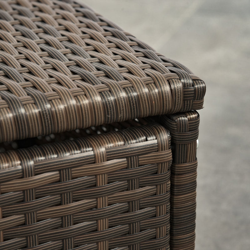 5pc PE Rattan Wicker Reclining Patio Chaise Lounger Seats w Cushion, Footstool, Brown, Dk Grey