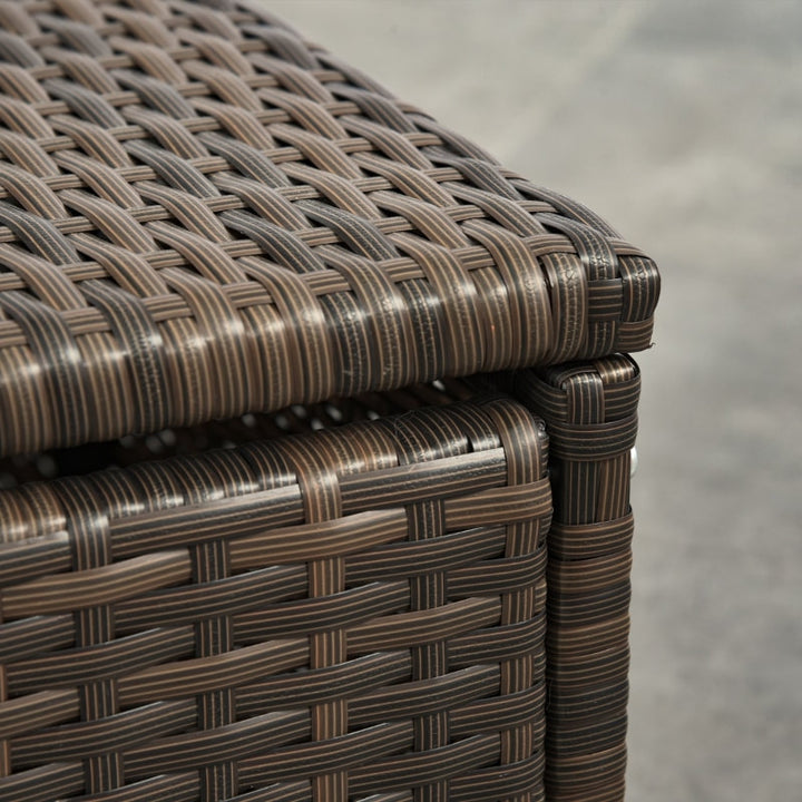 5pc PE Rattan Wicker Reclining Patio Chaise Lounger Seats w Cushion, Footstool, Brown, Dk Grey