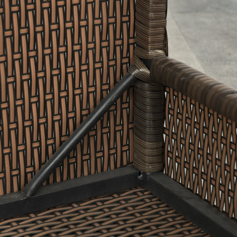 5pc PE Rattan Wicker Reclining Patio Chaise Lounger Seats w Cushion, Footstool, Brown, Dk Grey