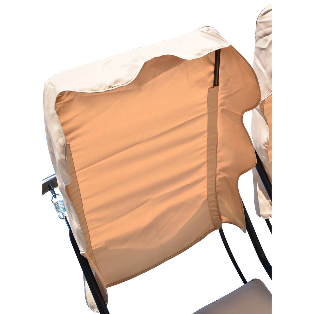 2-Seater Separated Porch Swing w/ Canopy and Cushions for Patio Backyard Garden - Beige & Black