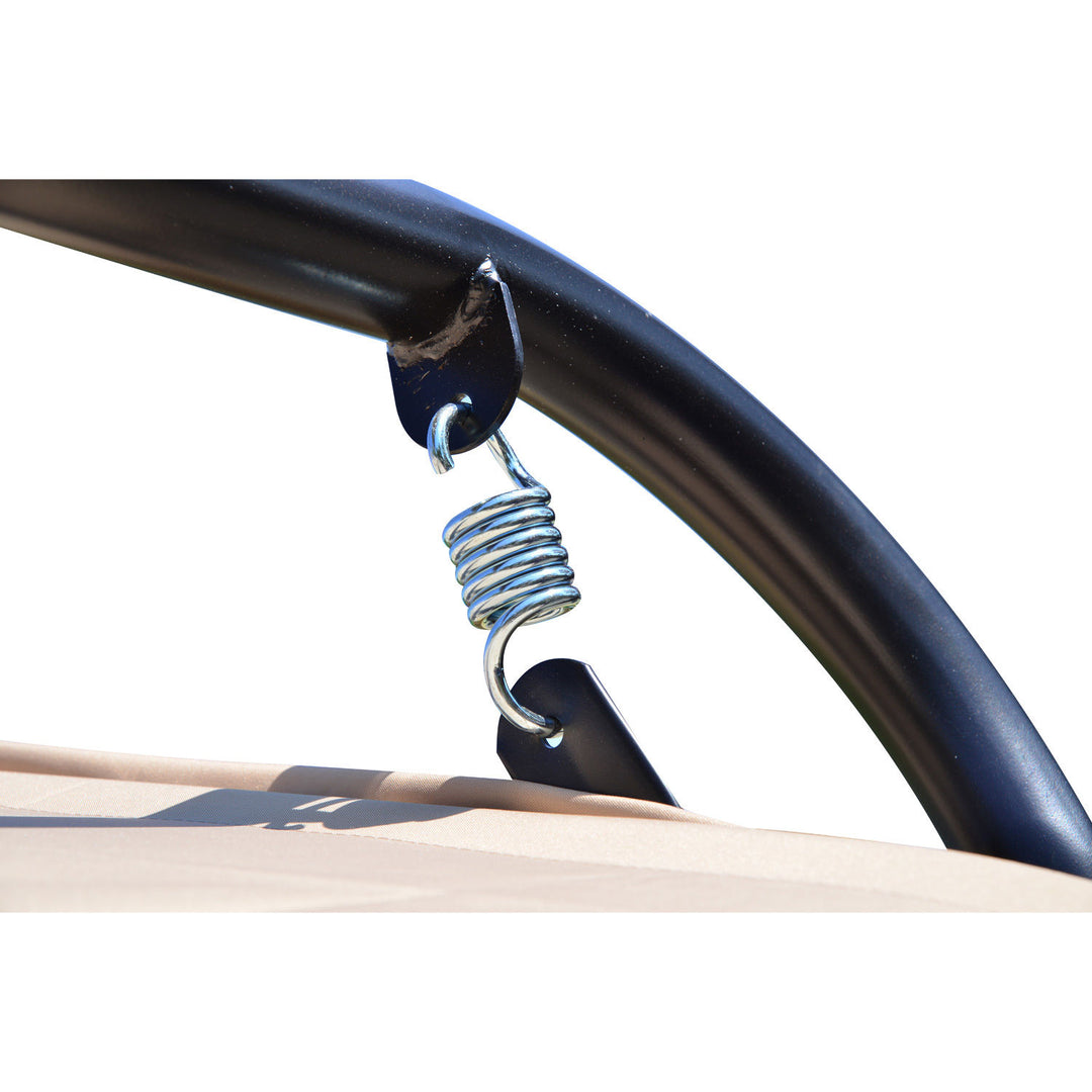 2-Seater Separated Porch Swing w/ Canopy and Cushions for Patio Backyard Garden - Beige & Black