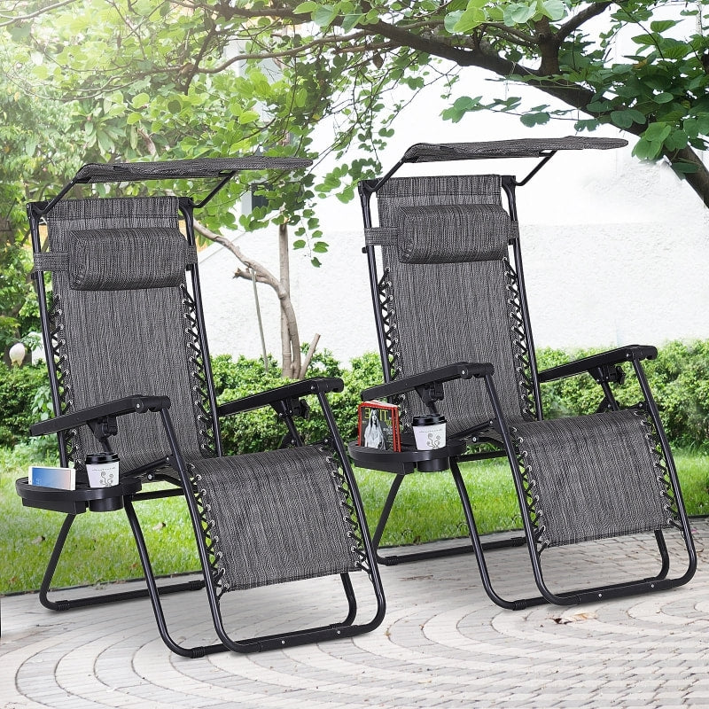 Zero Gravity Folding Patio Lounge Chair – Portable Recliner With Cup Holder & Matching Mat, Adjustable, Indoor/Outdoor