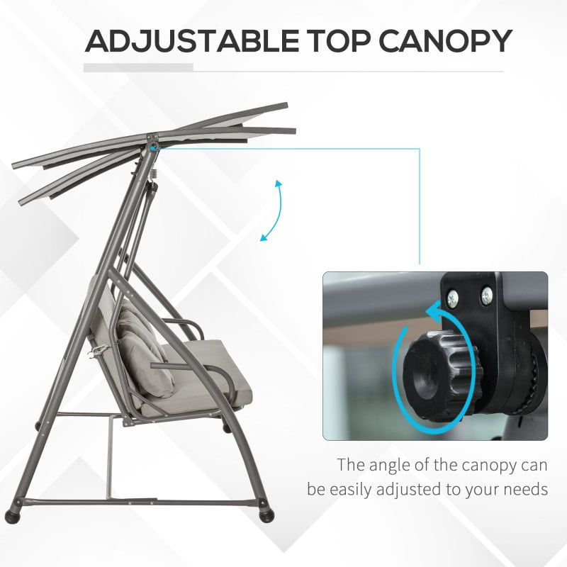 2-in-1 Outdoor 3-Seater Porch Swing / Hammock Day Bed w Canopy for Patio Garden Deck - Lt Brown