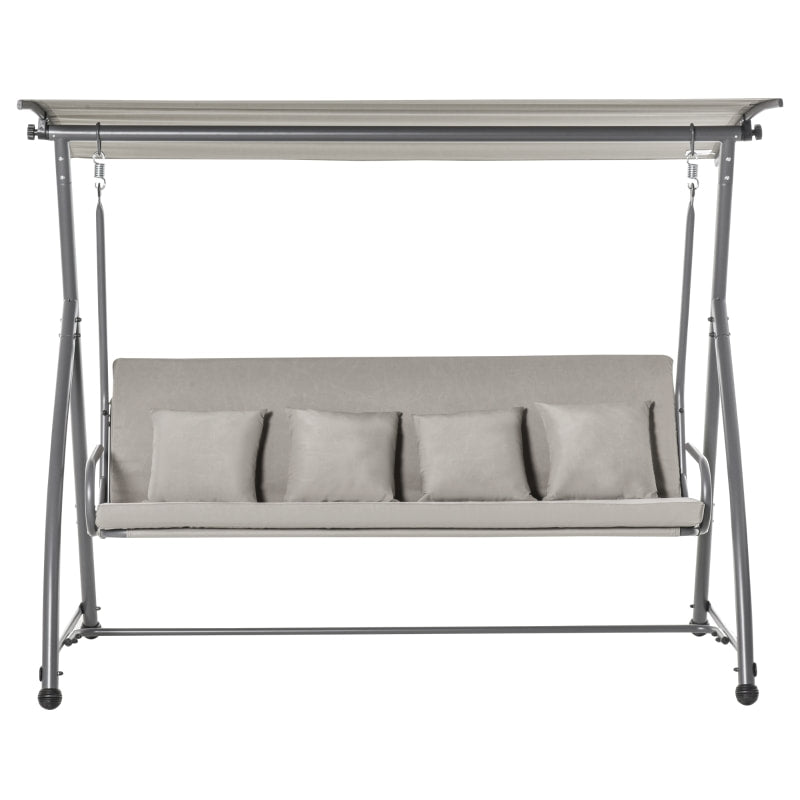 2-in-1 Outdoor 3-Seater Porch Swing / Hammock Day Bed w Canopy for Patio Garden Deck - Lt Brown