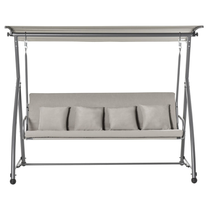 2-in-1 Outdoor 3-Seater Porch Swing / Hammock Day Bed w Canopy for Patio Garden Deck - Lt Brown