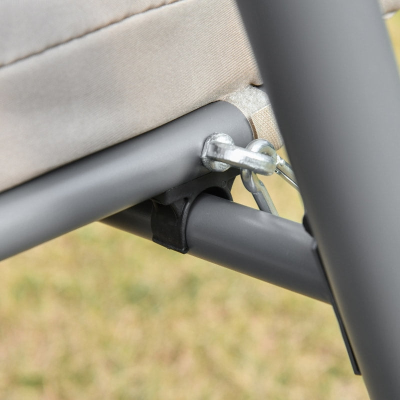 2-in-1 Outdoor 3-Seater Porch Swing / Hammock Day Bed w Canopy for Patio Garden Deck - Lt Brown