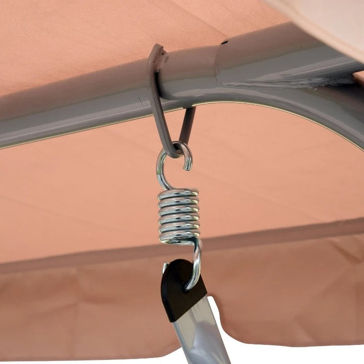 Outdoor 3-Seater Mesh Swing Lounger w/ Adjustable Canopy for Patio Backyard Garden - Beige