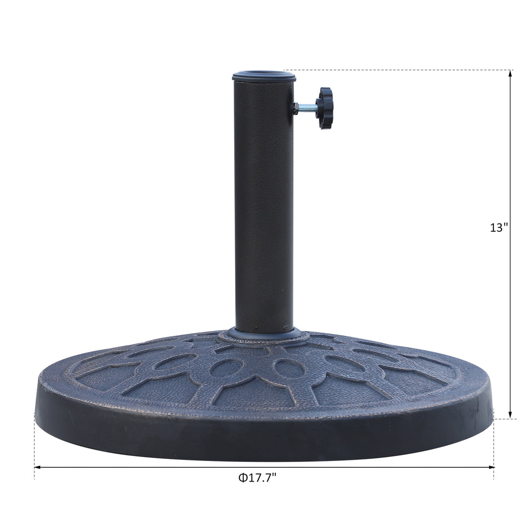 17.7", 28.7lbs Round Resin Umbrella Base Stand for Φ1.5-Φ1.9" Pole Sun Shade for Patio - Bronze