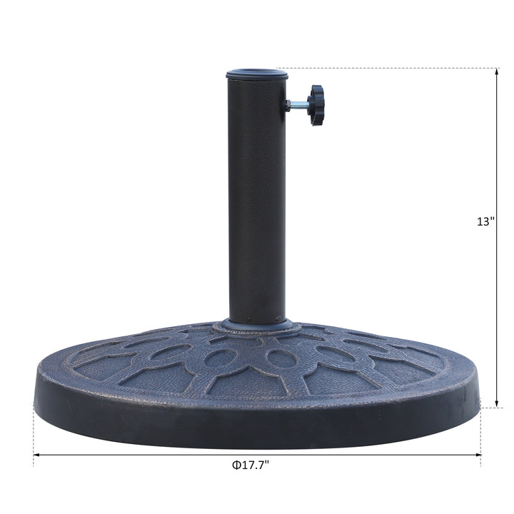 17.7", 28.7lbs Round Resin Umbrella Base Stand for Φ1.5-Φ1.9" Pole Sun Shade for Patio - Bronze