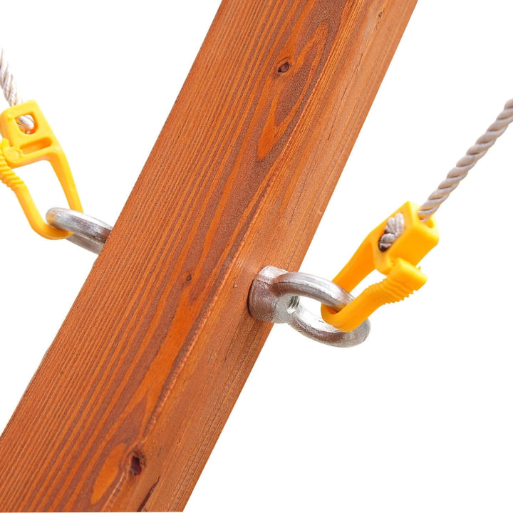 Freestanding Wide Cotton Hammock Swing Day Bed w Solid Wood Stand & Safety Ropes - Rainbow Red