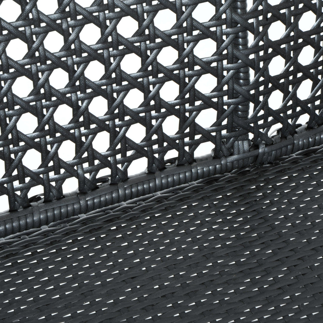 Outdoor PE Rattan Wicker Gliding Loveseat Lounger for Patio Backyard Garden Deck Porch - Black