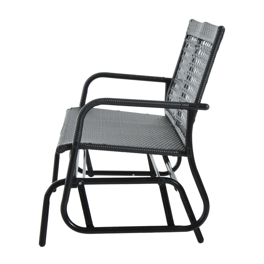 Outdoor PE Rattan Wicker Gliding Loveseat Lounger for Patio Backyard Garden Deck Porch - Black