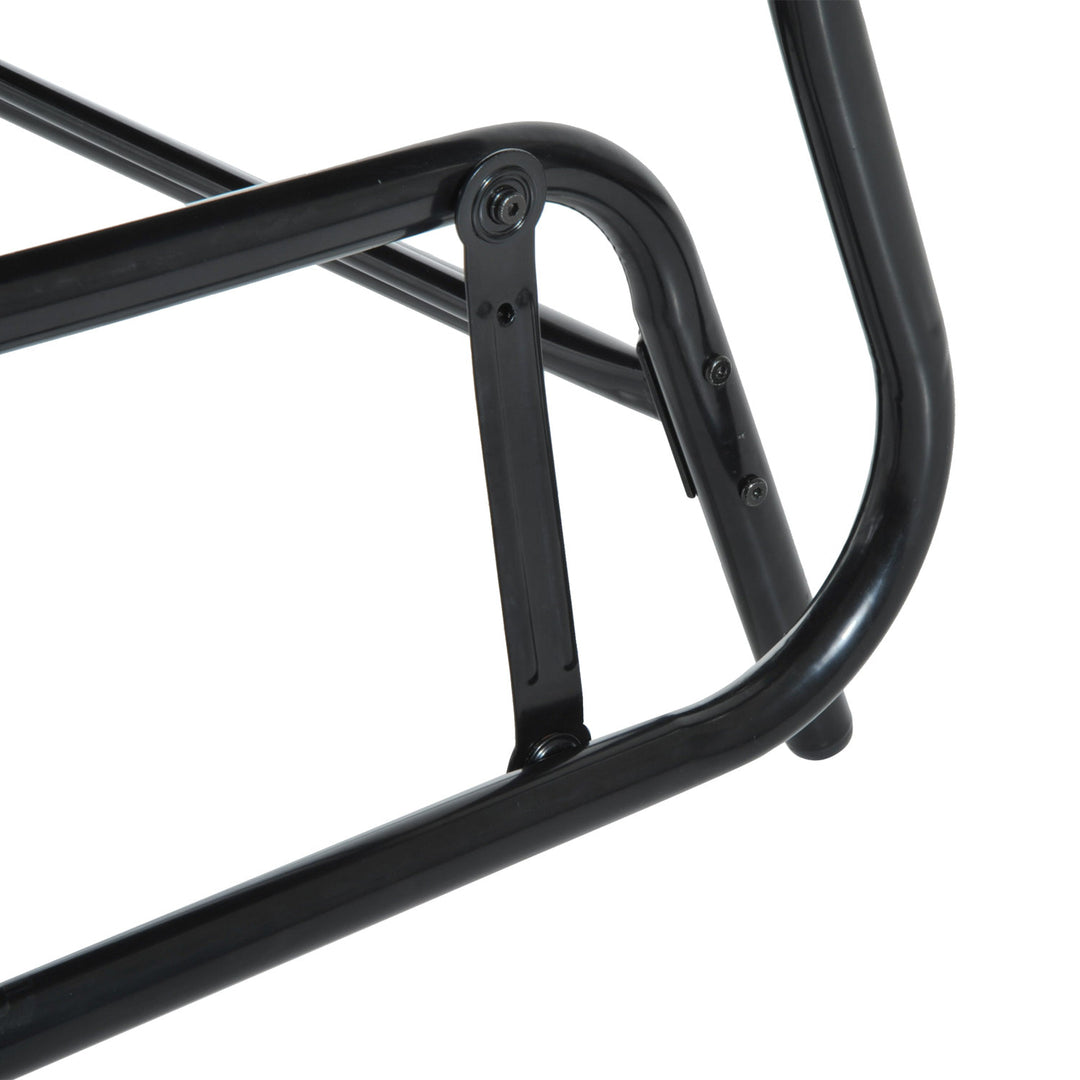 Outdoor PE Rattan Wicker Gliding Loveseat Lounger for Patio Backyard Garden Deck Porch - Black