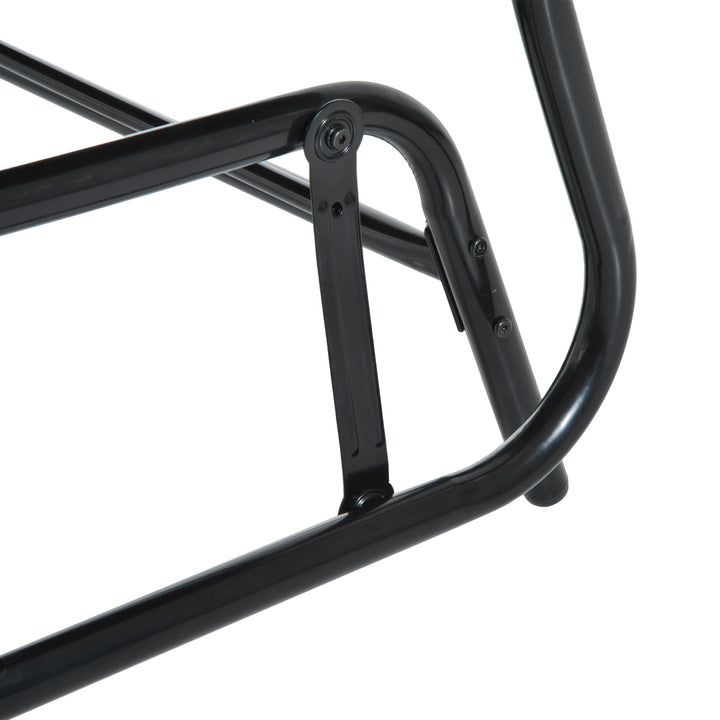 Outdoor PE Rattan Wicker Gliding Loveseat Lounger for Patio Backyard Garden Deck Porch - Black