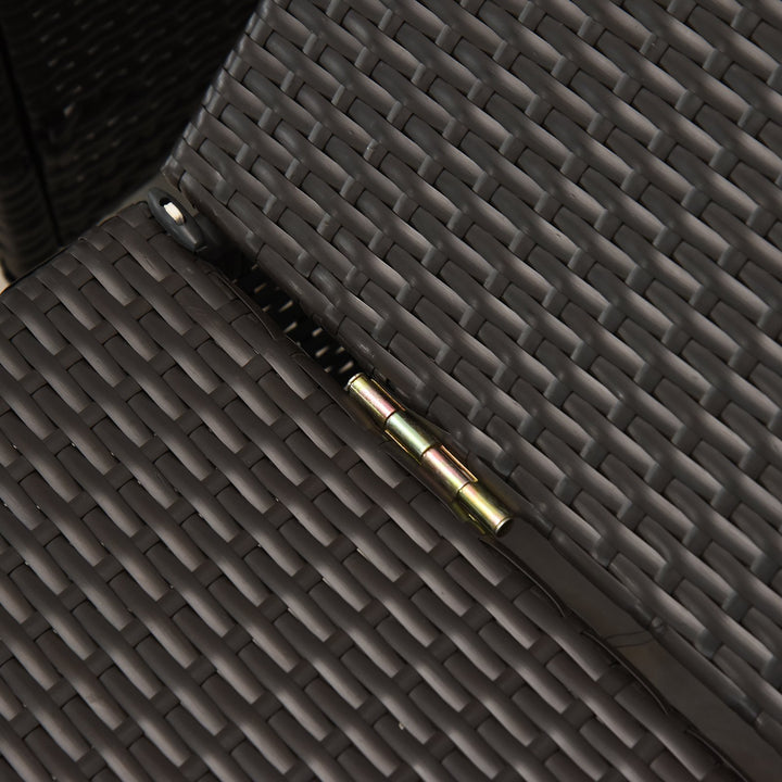 3pc PE Rattan Wicker Sun Lounger Recliner Patio Deck Chaise Set w/ Table, Dk Brown, Cream White