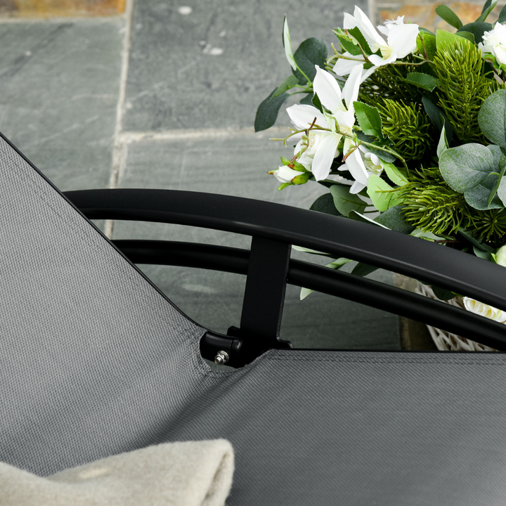 Reclining Chaise Sun Lounger Chair w/ Pillow, Adjustable Back for Outdoor Patio Deck - Grey