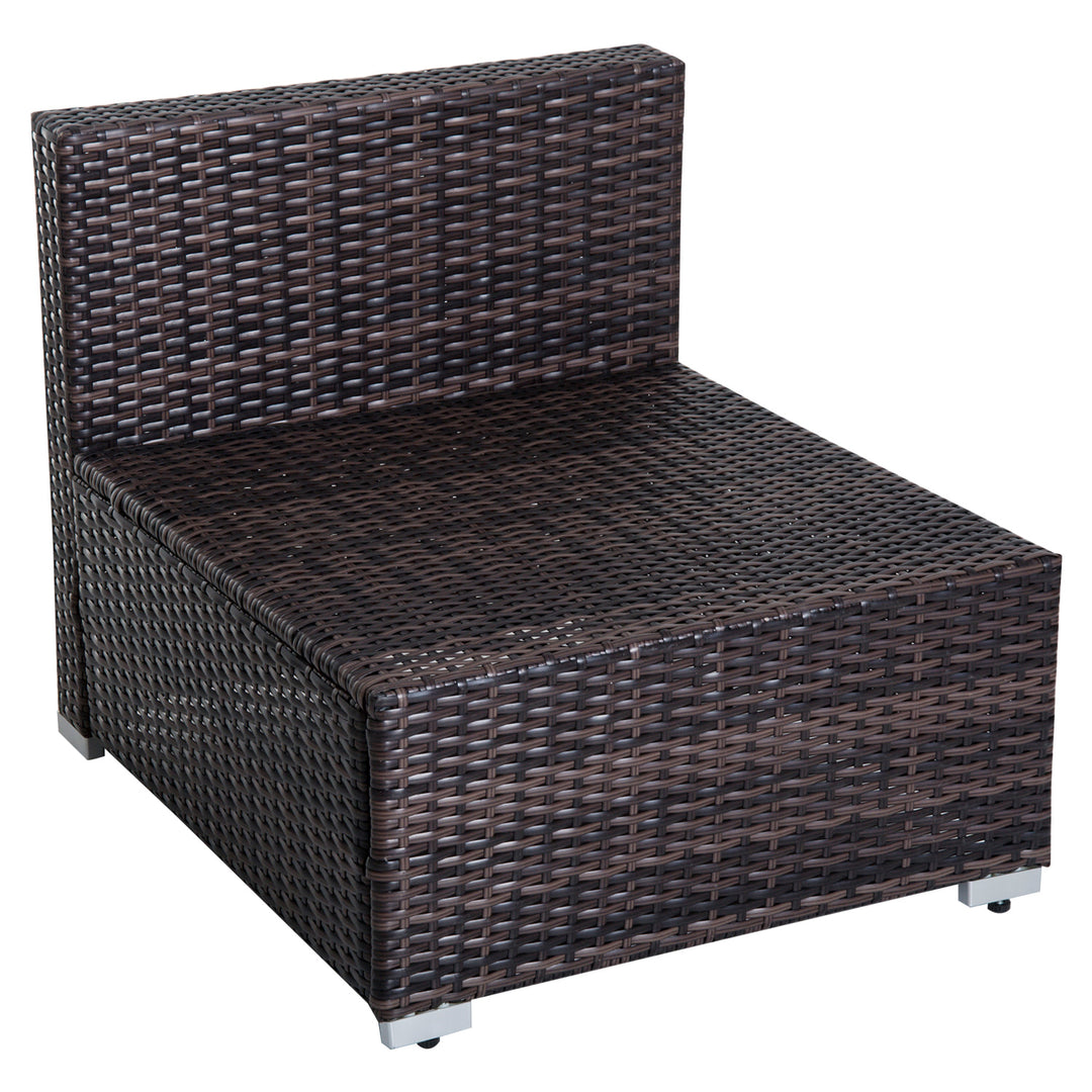 5pc Premium PE Rattan Wicker Aluminum Conversation Sofa Set for Outdoor Patio - Dk Brown, Cream