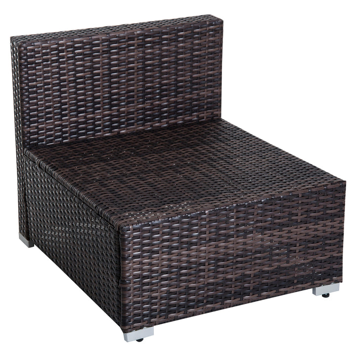 5pc Premium PE Rattan Wicker Aluminum Conversation Sofa Set for Outdoor Patio - Dk Brown, Cream