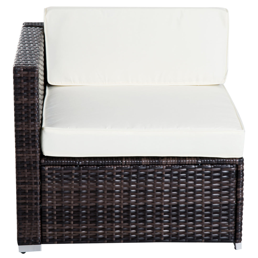 5pc Premium PE Rattan Wicker Aluminum Conversation Sofa Set for Outdoor Patio - Dk Brown, Cream