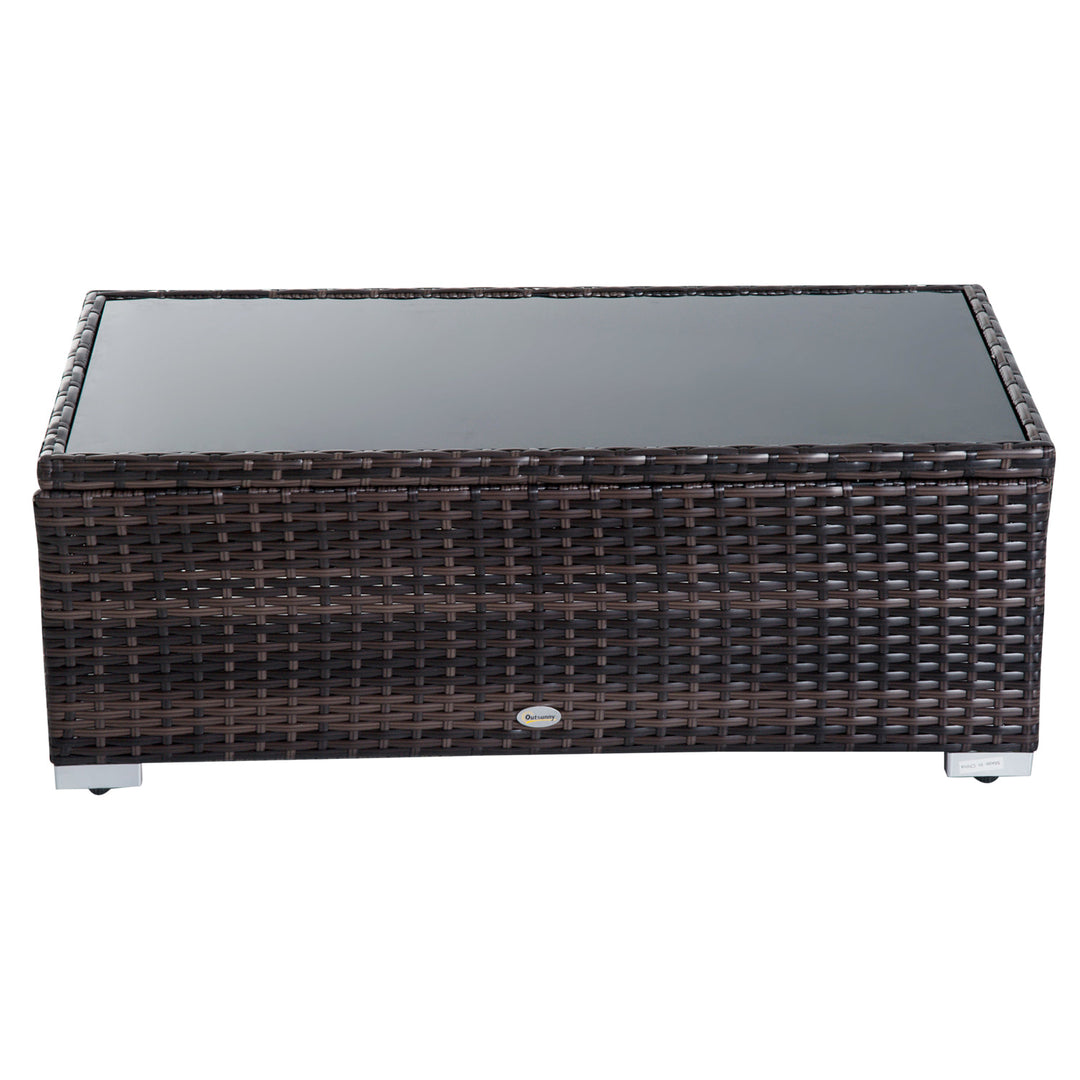 5pc Premium PE Rattan Wicker Aluminum Conversation Sofa Set for Outdoor Patio - Dk Brown, Cream