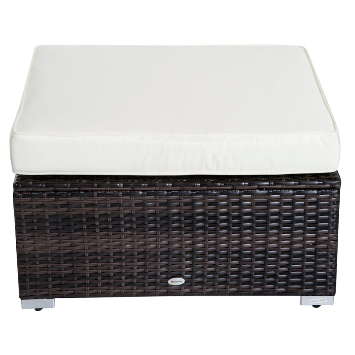 5pc Premium PE Rattan Wicker Aluminum Conversation Sofa Set for Outdoor Patio - Dk Brown, Cream